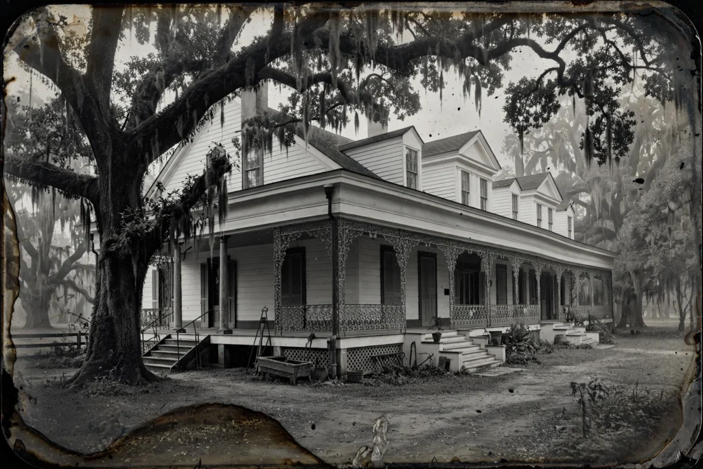 Grounds and staircase at The Myrtles Plantation, St. Francisville, Louisiana